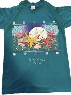Vintage Sunshine Apparel Tarpon Springs FL Beach Nature Tshirt Mens S Granola